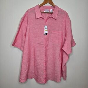 Cubavera Mens 4X Calypso Coral Wrinkle Resistant Linen‎ Blend Shirt Travel